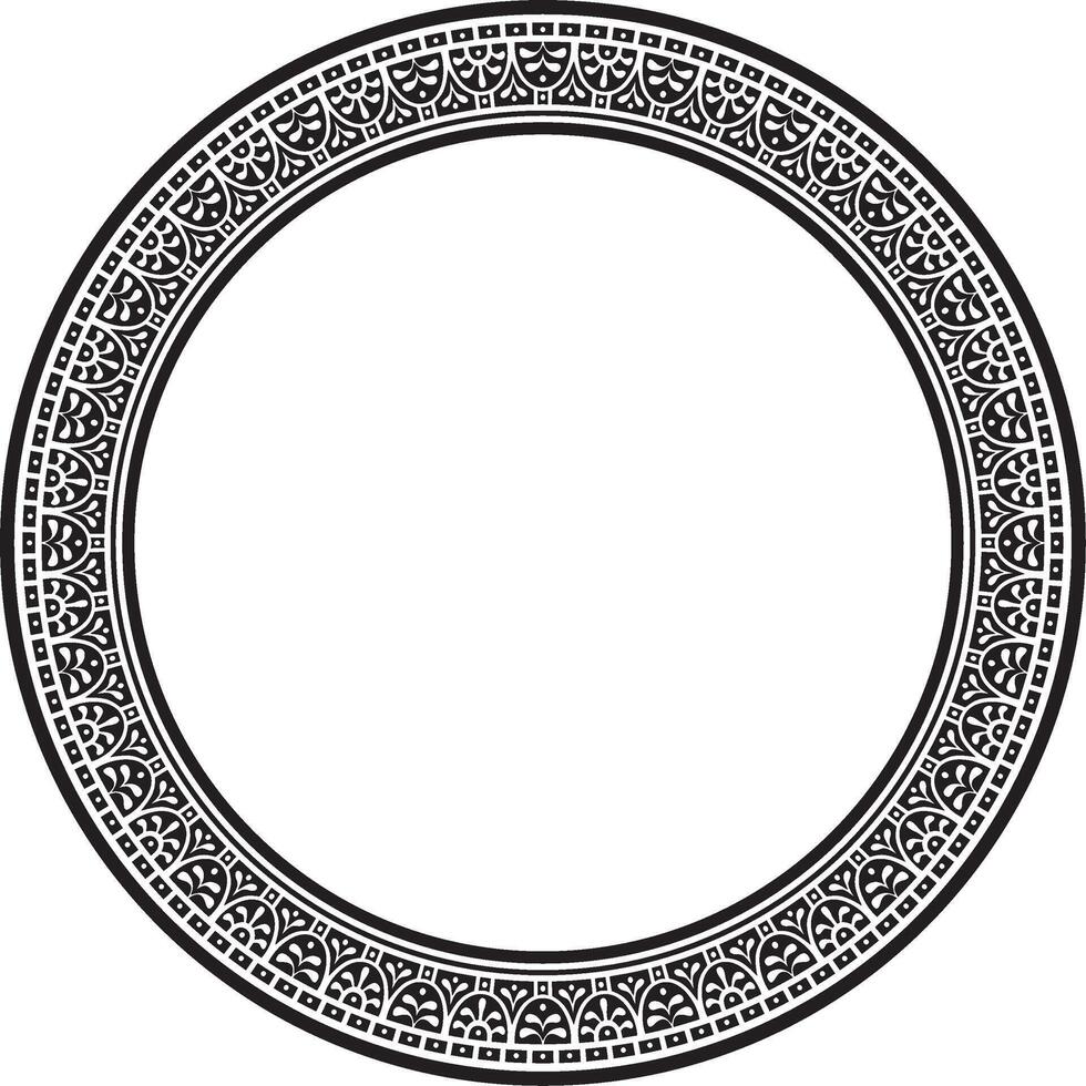 round black monochrome border, frame, Pompeii ring. Circle Neopolitan ornament. vector
