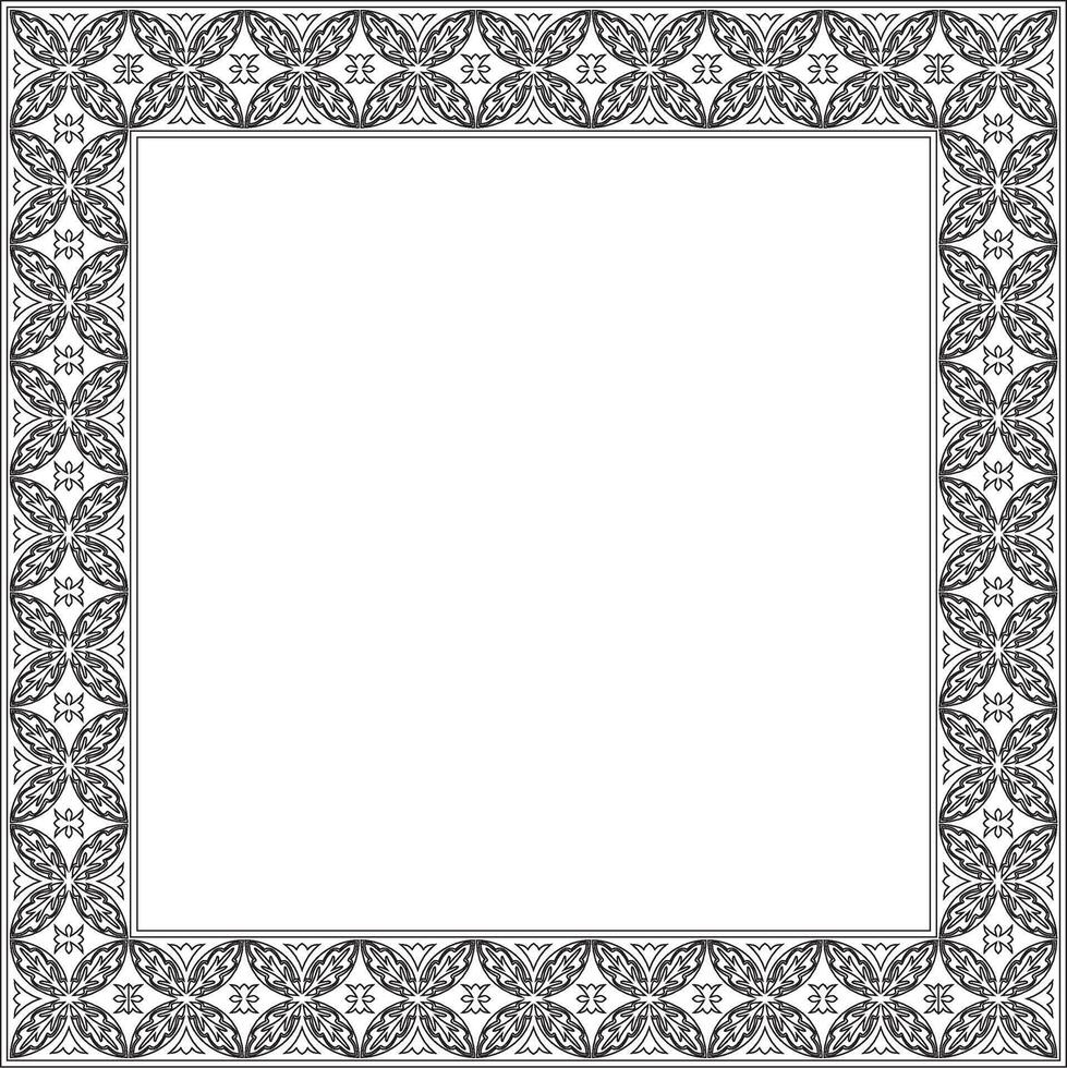square black contour ancient Russian ornament. Slavic rectangle, border, frame. vector