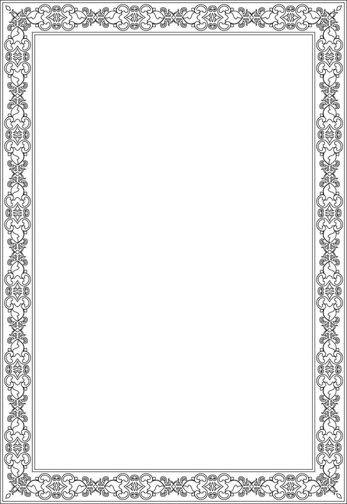 square black contour ancient Russian ornament. Slavic rectangle, border, frame. Painting of the royal chamber vector