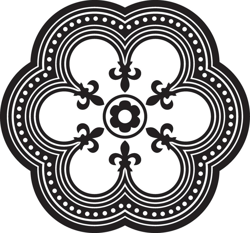 black monochrome gothic ornament, stencil. Medieval European art. Traditional patterns of Catholic cathedrals vector