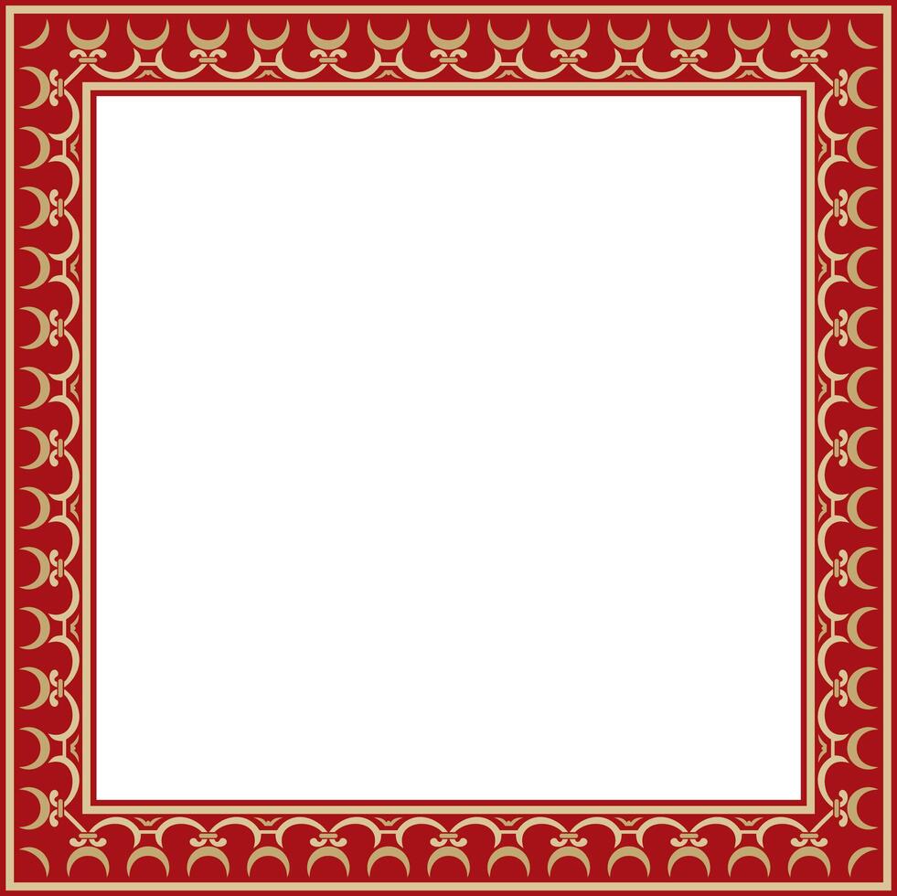 gold and red square classic renaissance ornament. Rectangle, european border, revival style frame vector