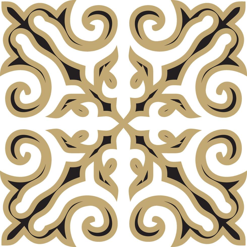golden and black Kazakh national ornament. Ethnic pattern of the peoples of the Great Steppe vector
