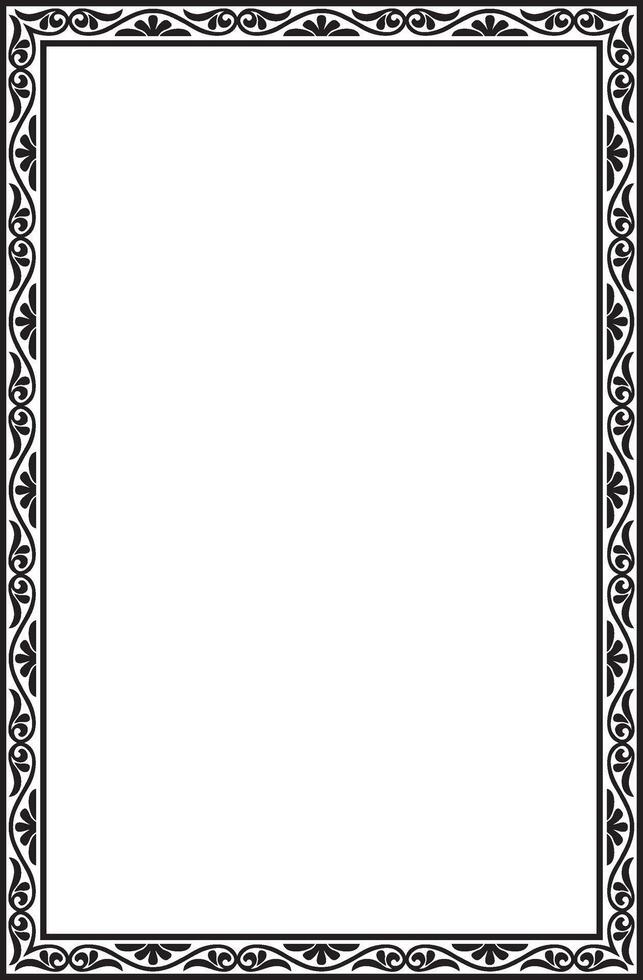 black monochrome square stencil classic byzantine ornament. Rectangle, border, Ancient Greece, Eastern Roman Empire frame. Russian Orthodox Church vector
