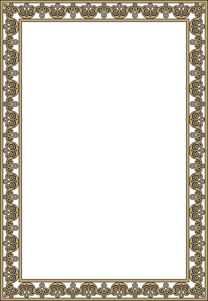 square European gold and black ornament. Rectangular pattern, circle, ring of the Middle Ages. Revival border vector