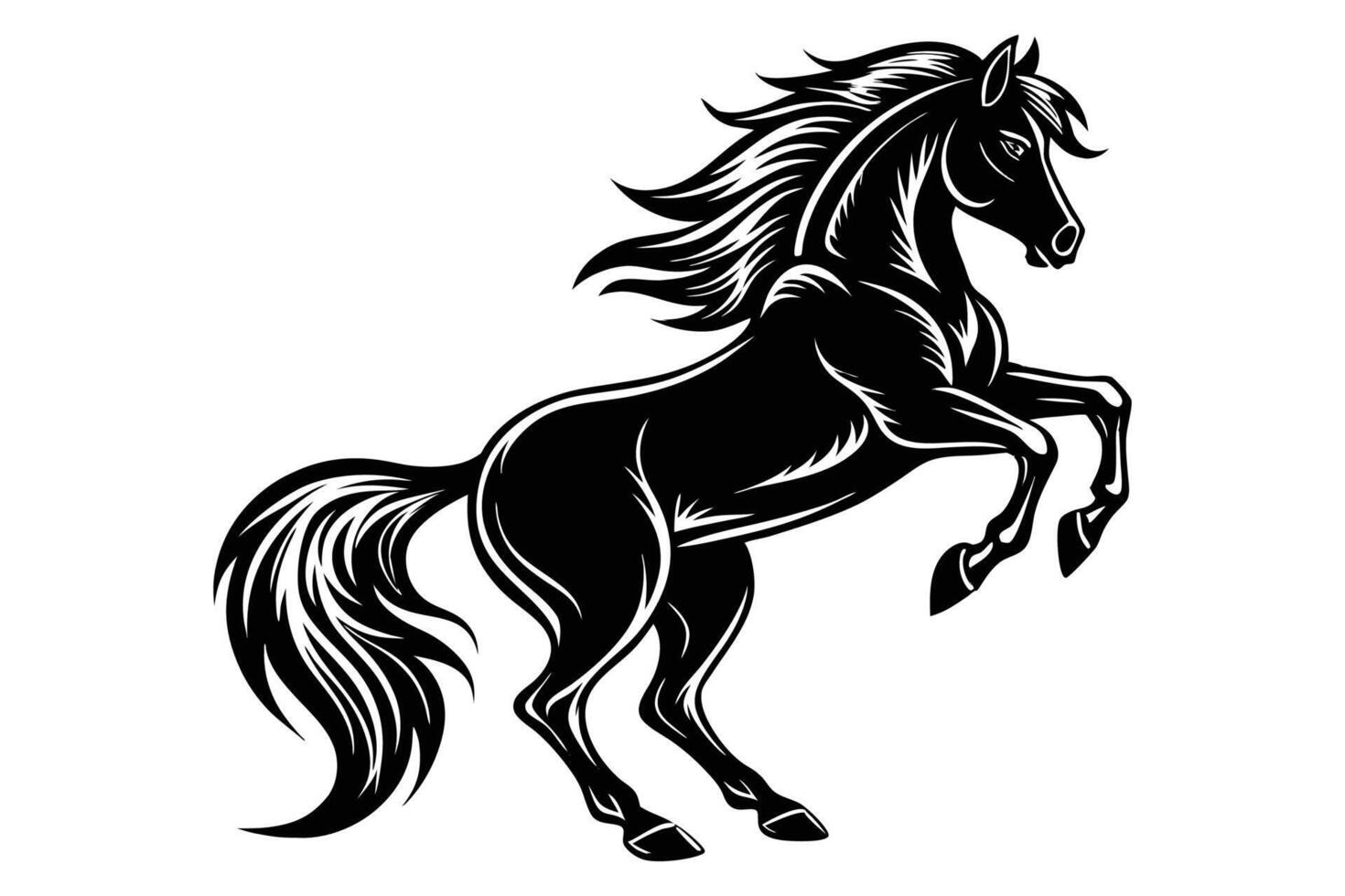 Majestic Horse Rearing in the Sunset Powerful Equine Pose vector