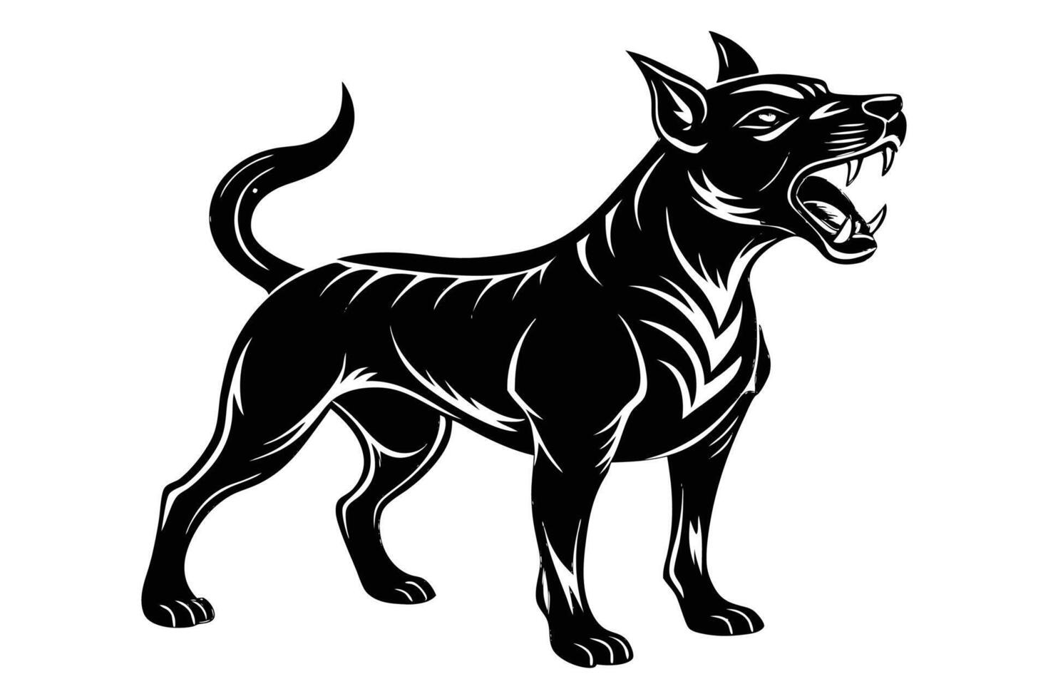 Silhouette of a Sitting Dog at Sunset Loyal Canine Pose vector