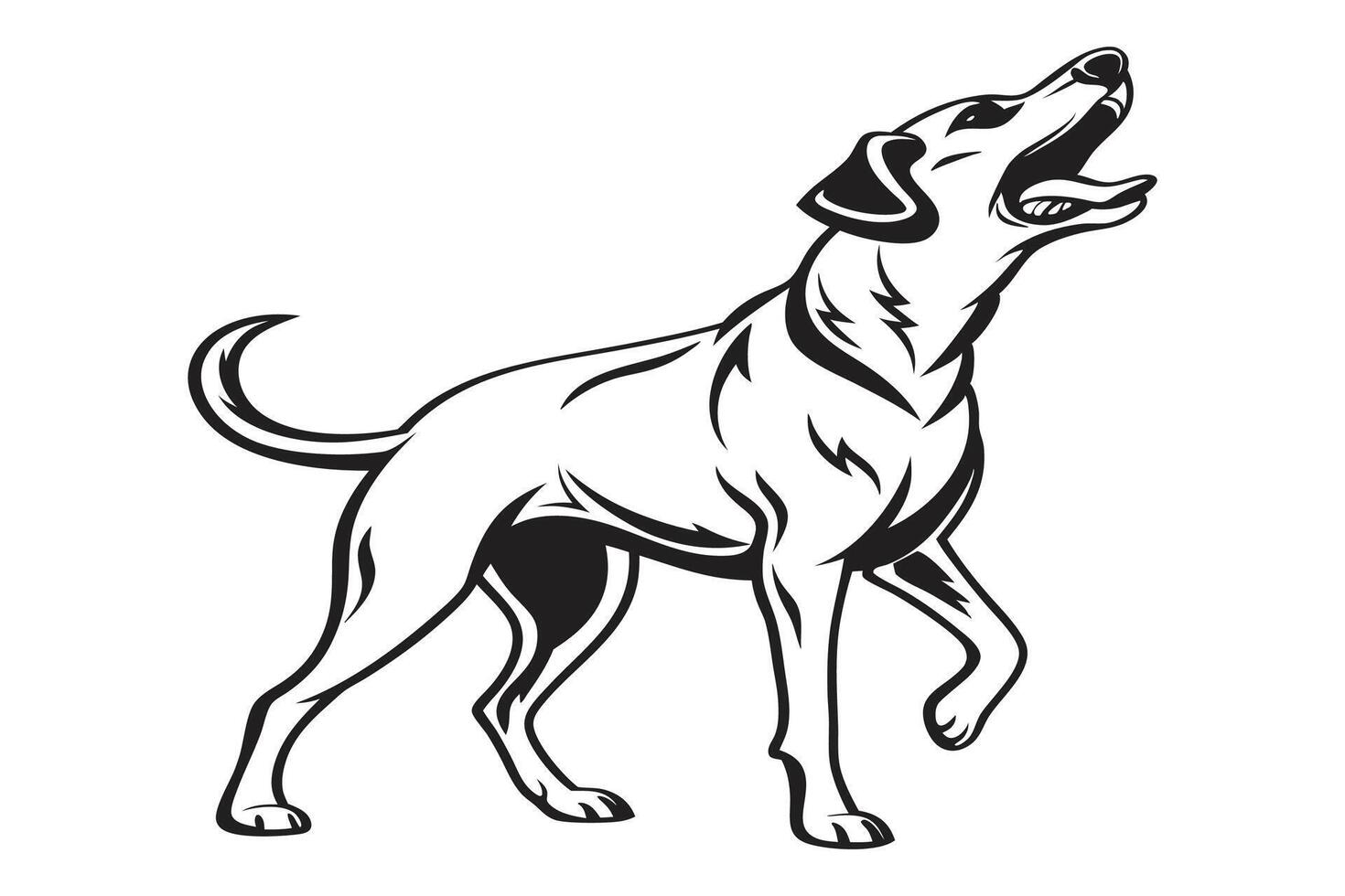 Walking Dog Silhouette on Grass Graceful Motion in Shadow vector