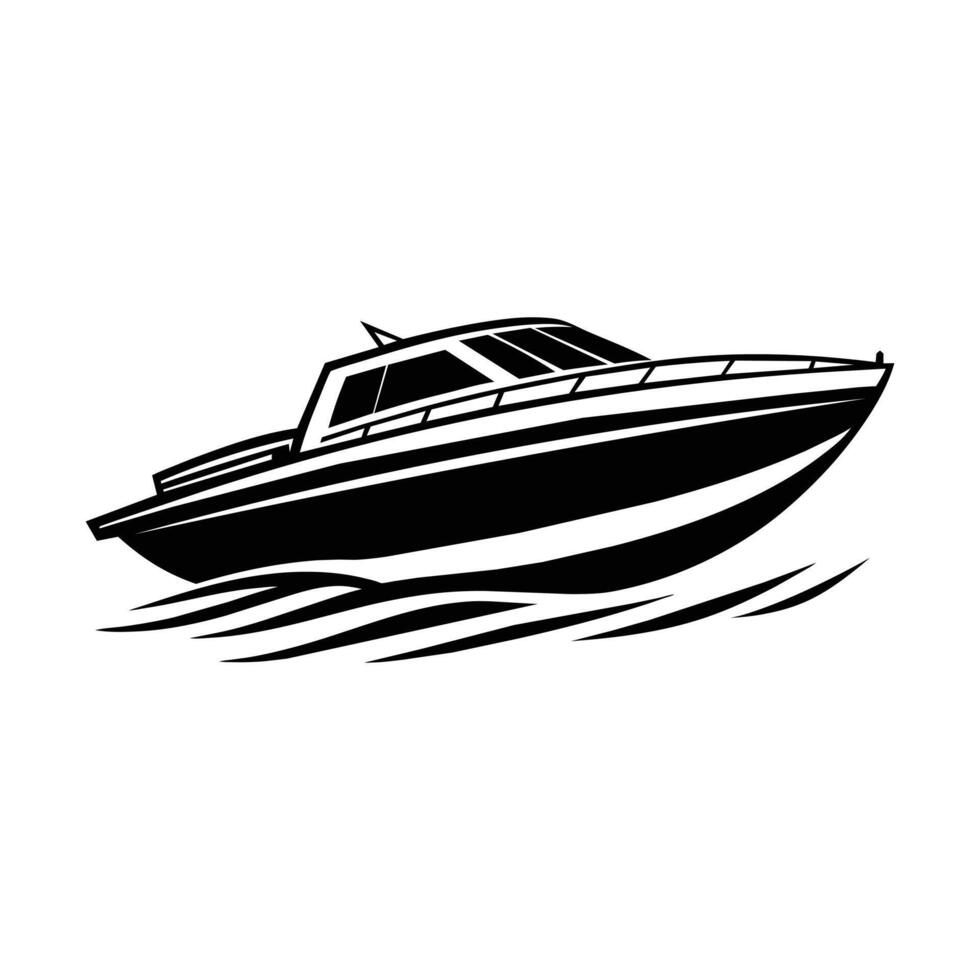 Speed boat silhouette art vector