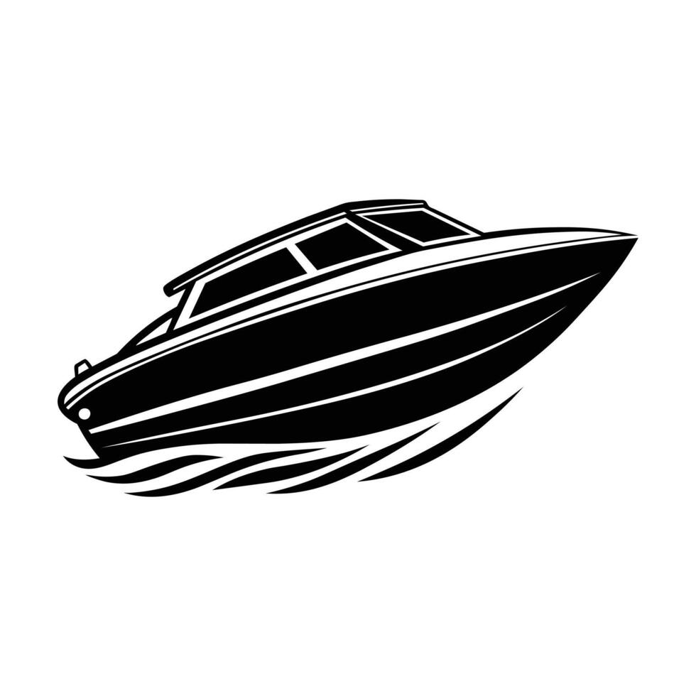 Speed boat silhouette on white background vector