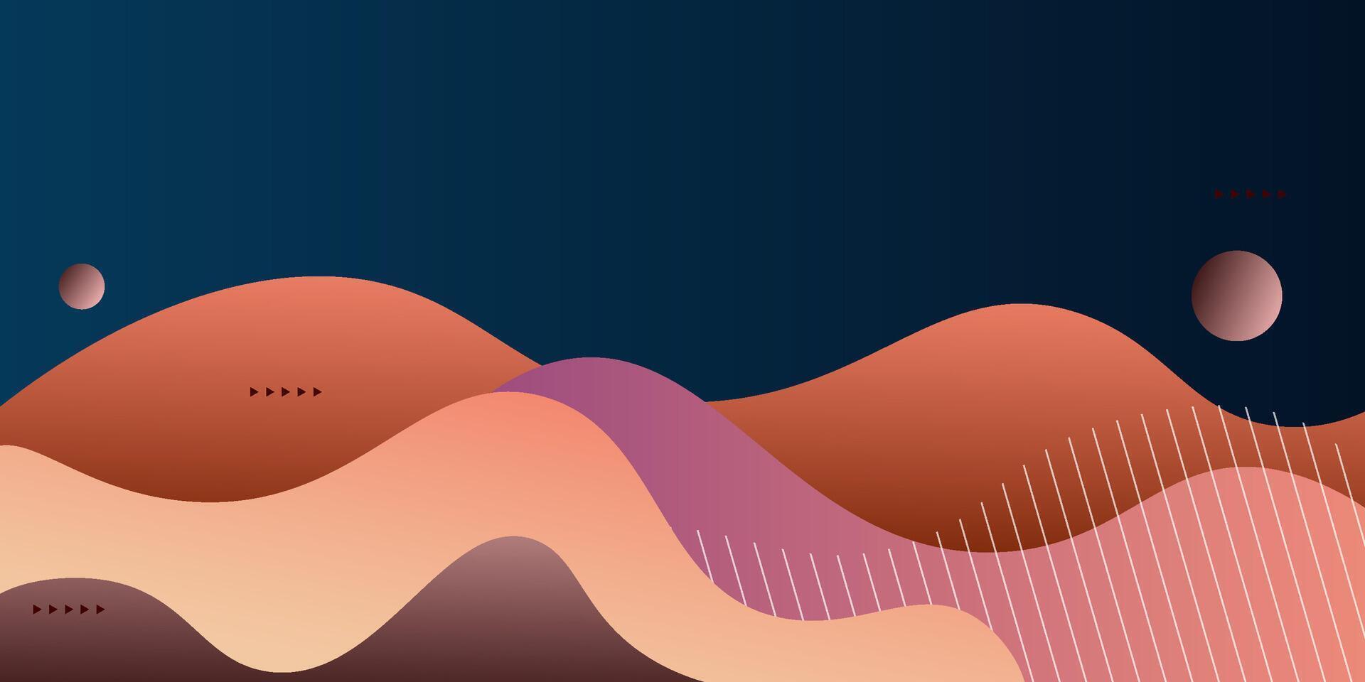 Brown geometric business banner design. Creative banner design with wave and circle shape as template. Simple design on dark blue horizontal banner. Eps10 vector