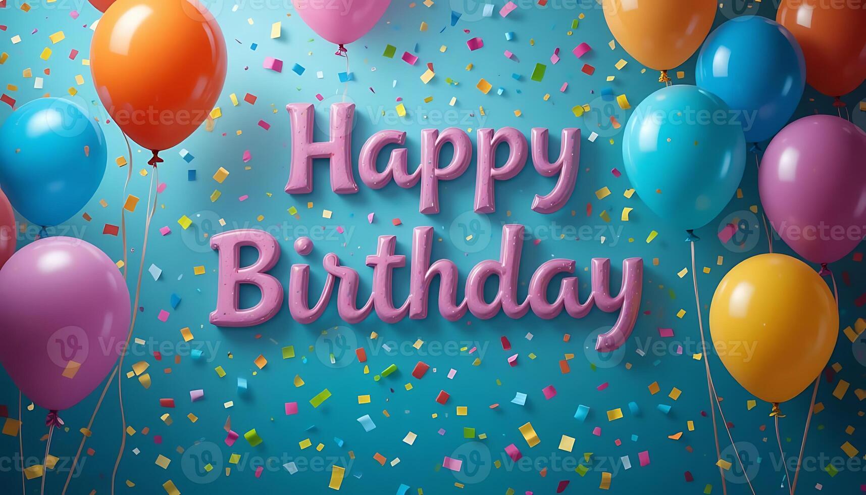 Joyful Birthday Celebration Colorful Balloons Confetti Dance card party happy event design photo