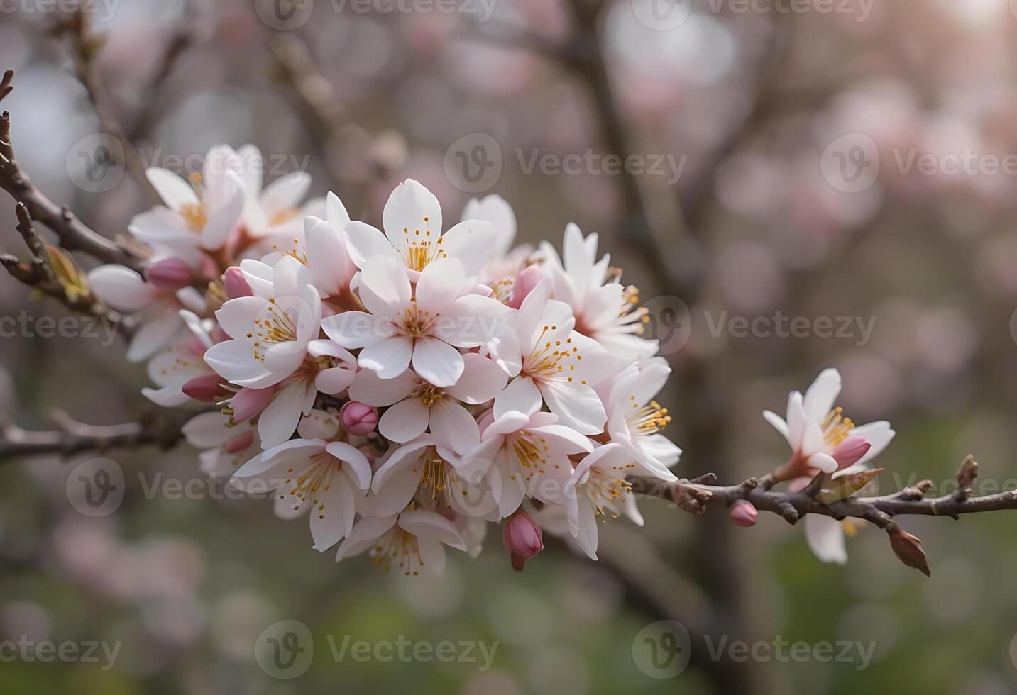 Spring Awakening Delicate Almond Blossoms in Soft Focus, Branching Beauty tree plant nature floral photo