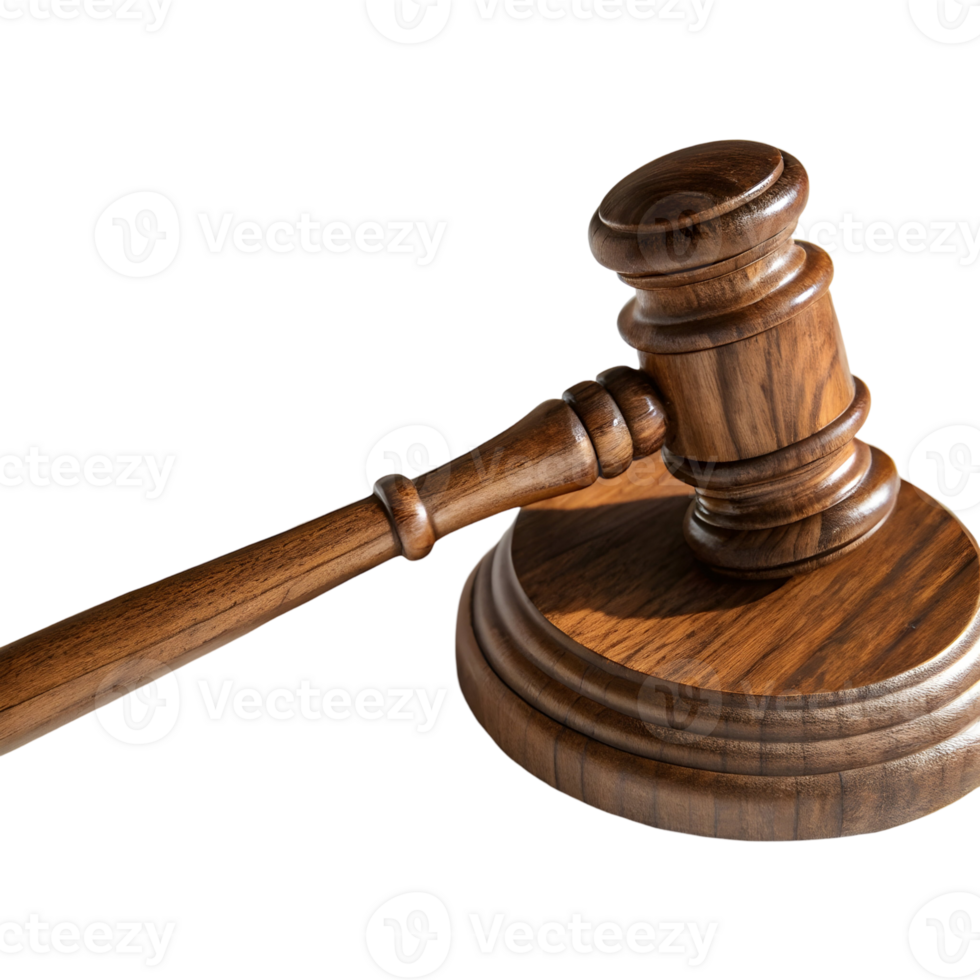 Wooden Judge's Gavel on transparent Background Symbolizing Justice and Authority png