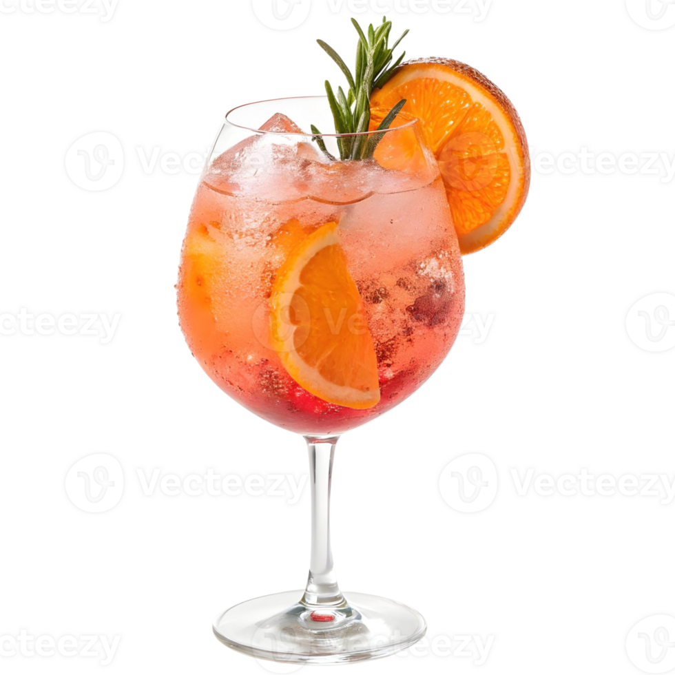 Refreshing cocktail served in a glass garnished with orange slices and rosemary, ideal for summer gatherings png