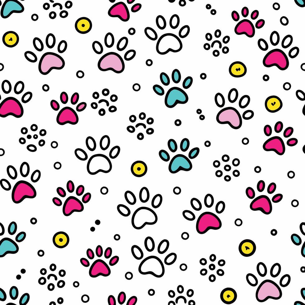 seamless pattern with paw prints dots vector