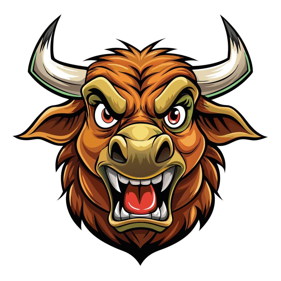 angry bull head with horns white background vector