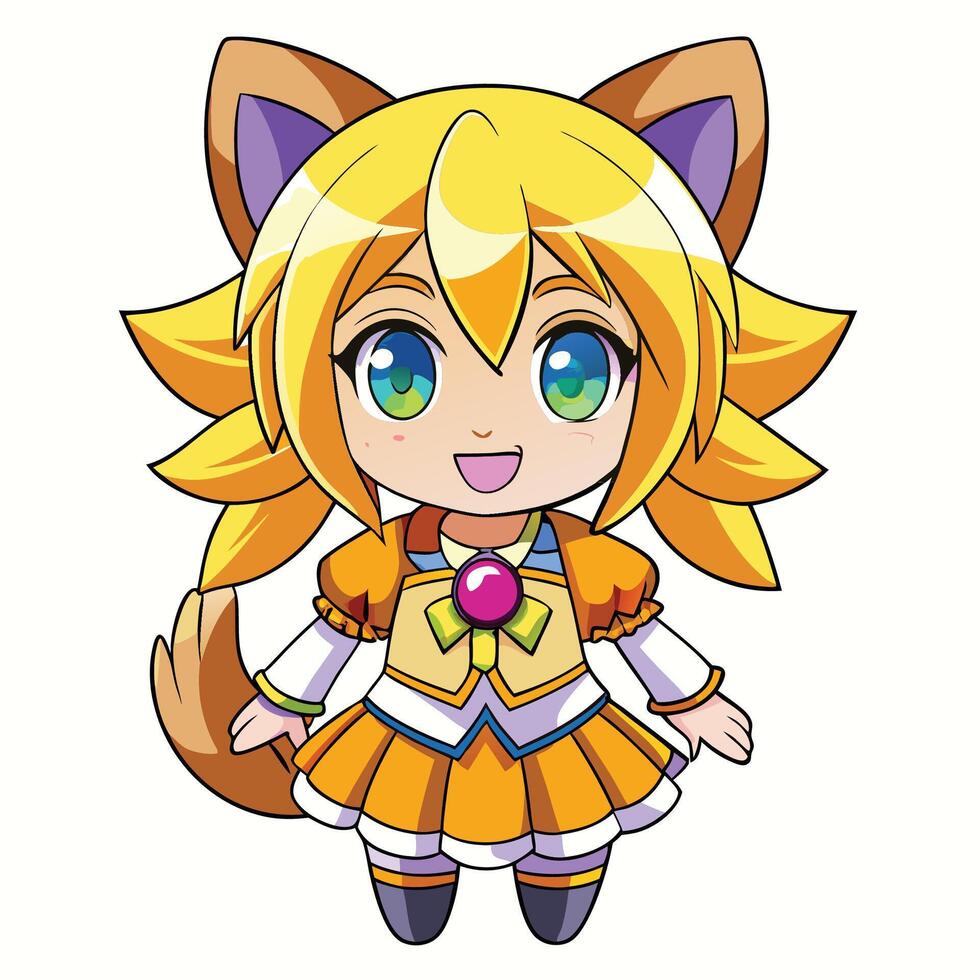 a cartoon character with long hair and a yellow dress vector