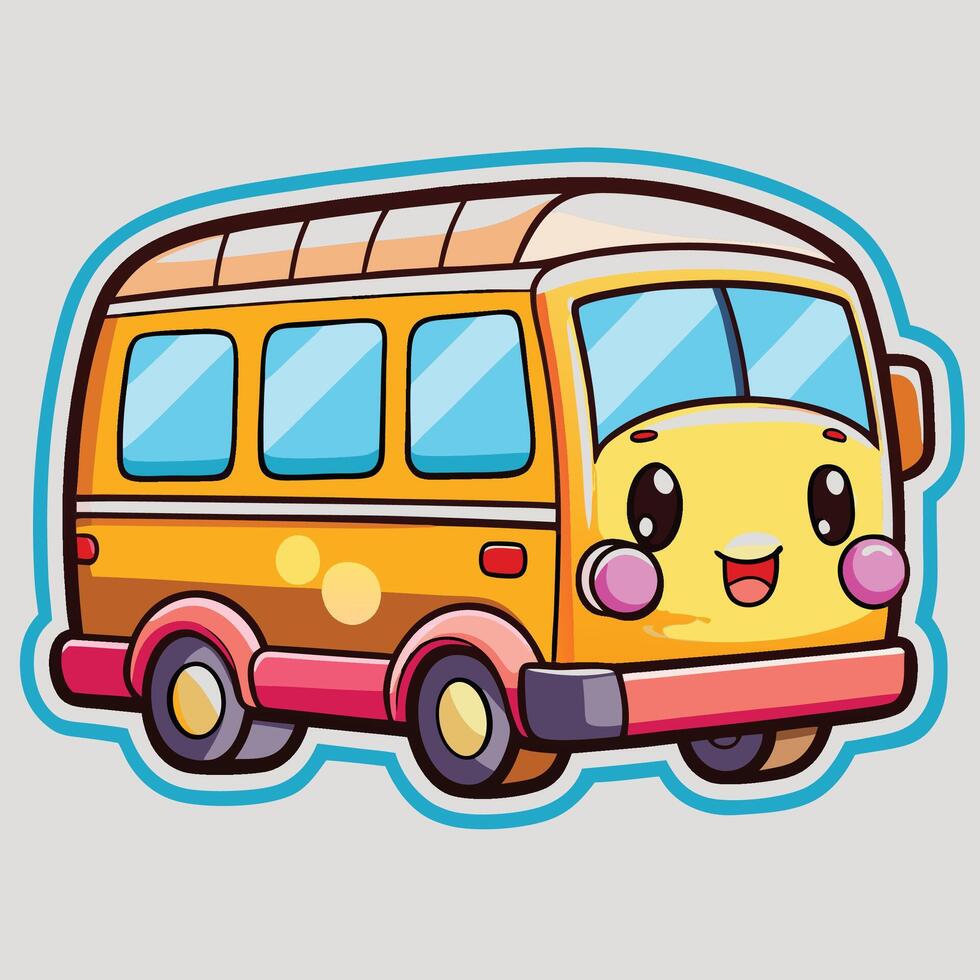 cartoon school bus sticker white background vector