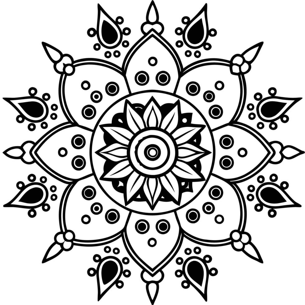 a black and white mandala, design white background vector