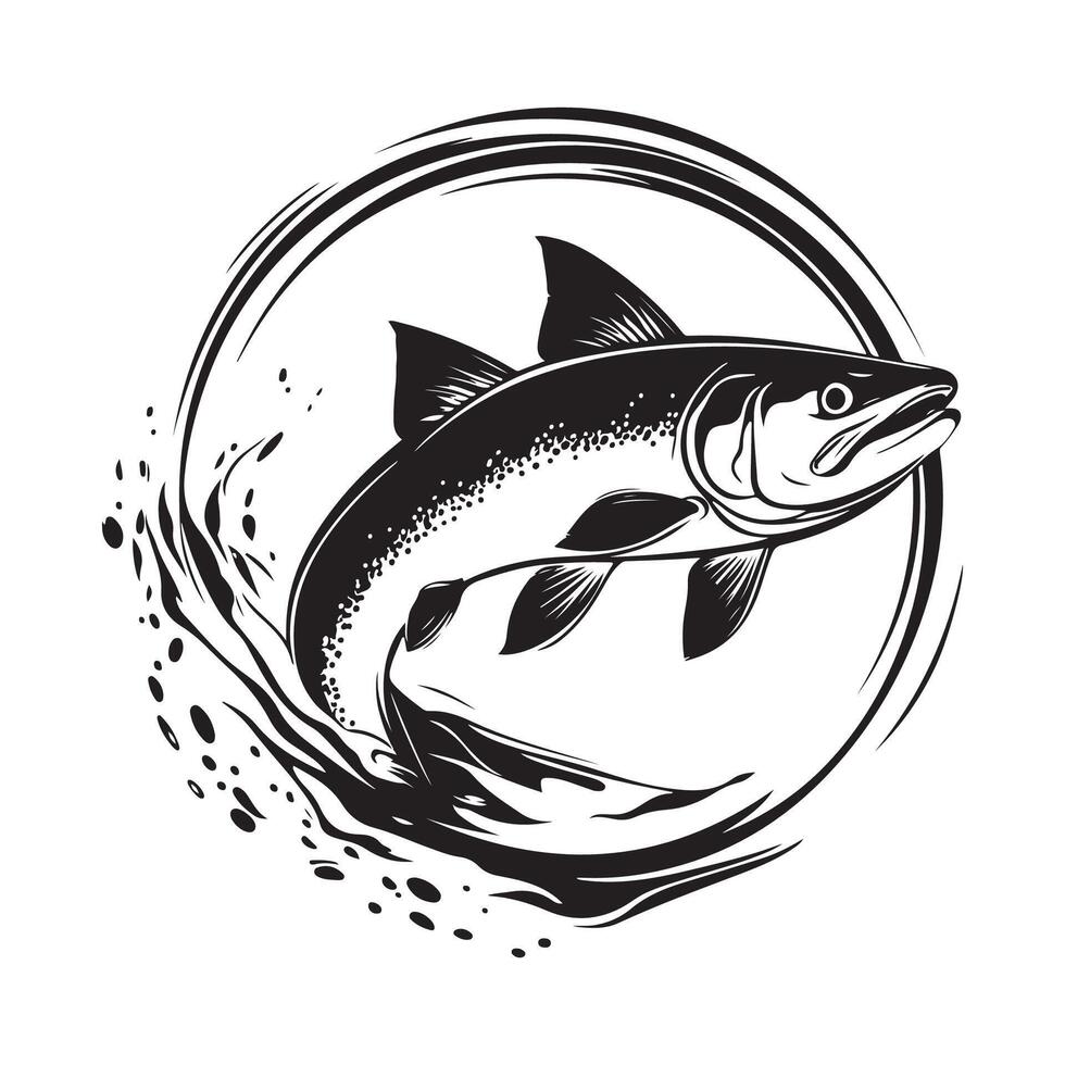 Salmon Fish Illustration Isolated On White Background. Design Element For Logo, vector