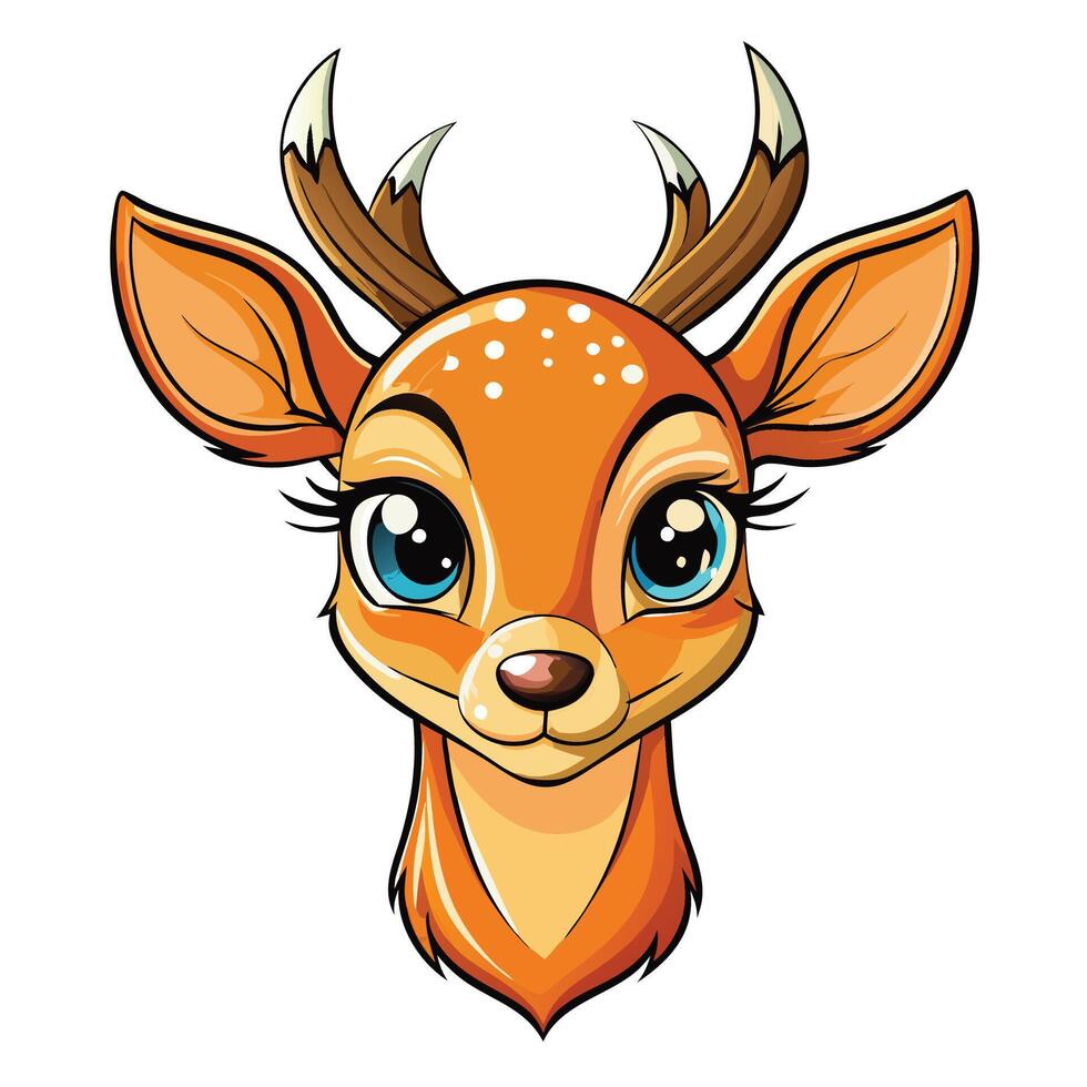 a cartoon deer head with eyes white background vector