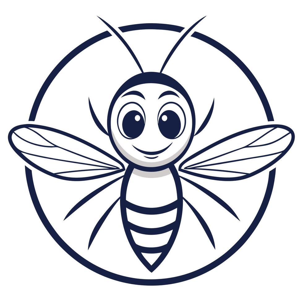a cartoon bee with a smile on its face white background vector