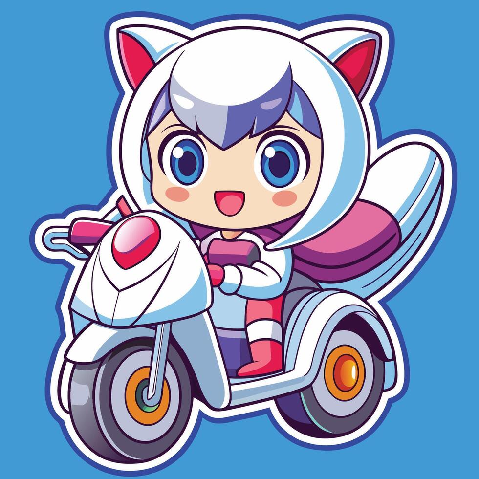 character riding motorcycle,, white background vector