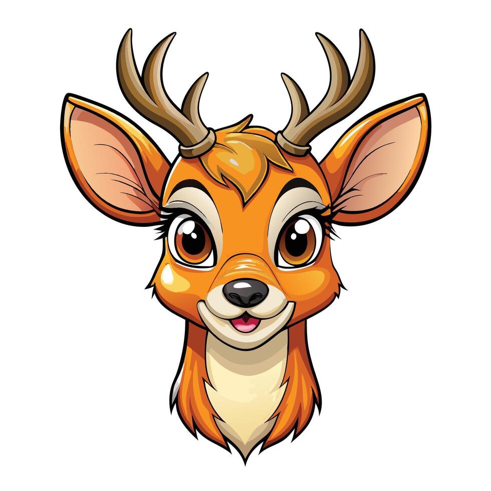 a cartoon deer head with horns and antlers vector