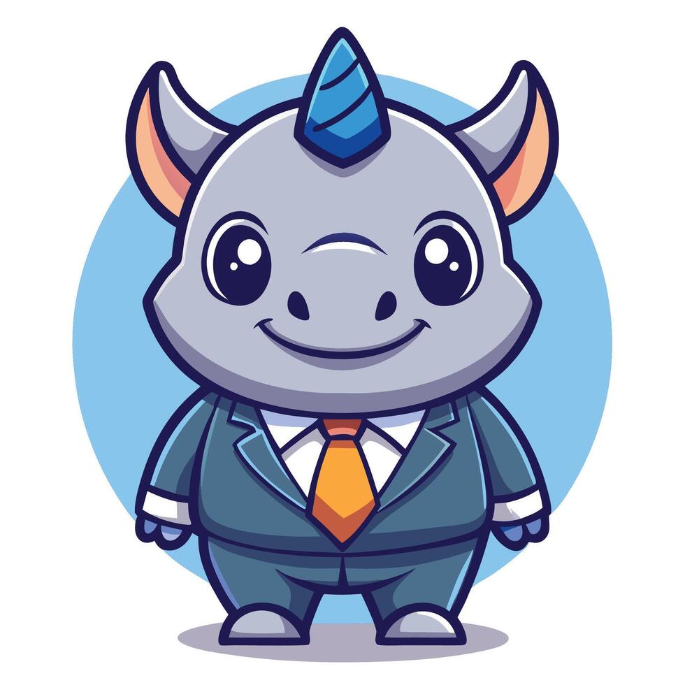 a cartoon rhino in suit and tie white background vector