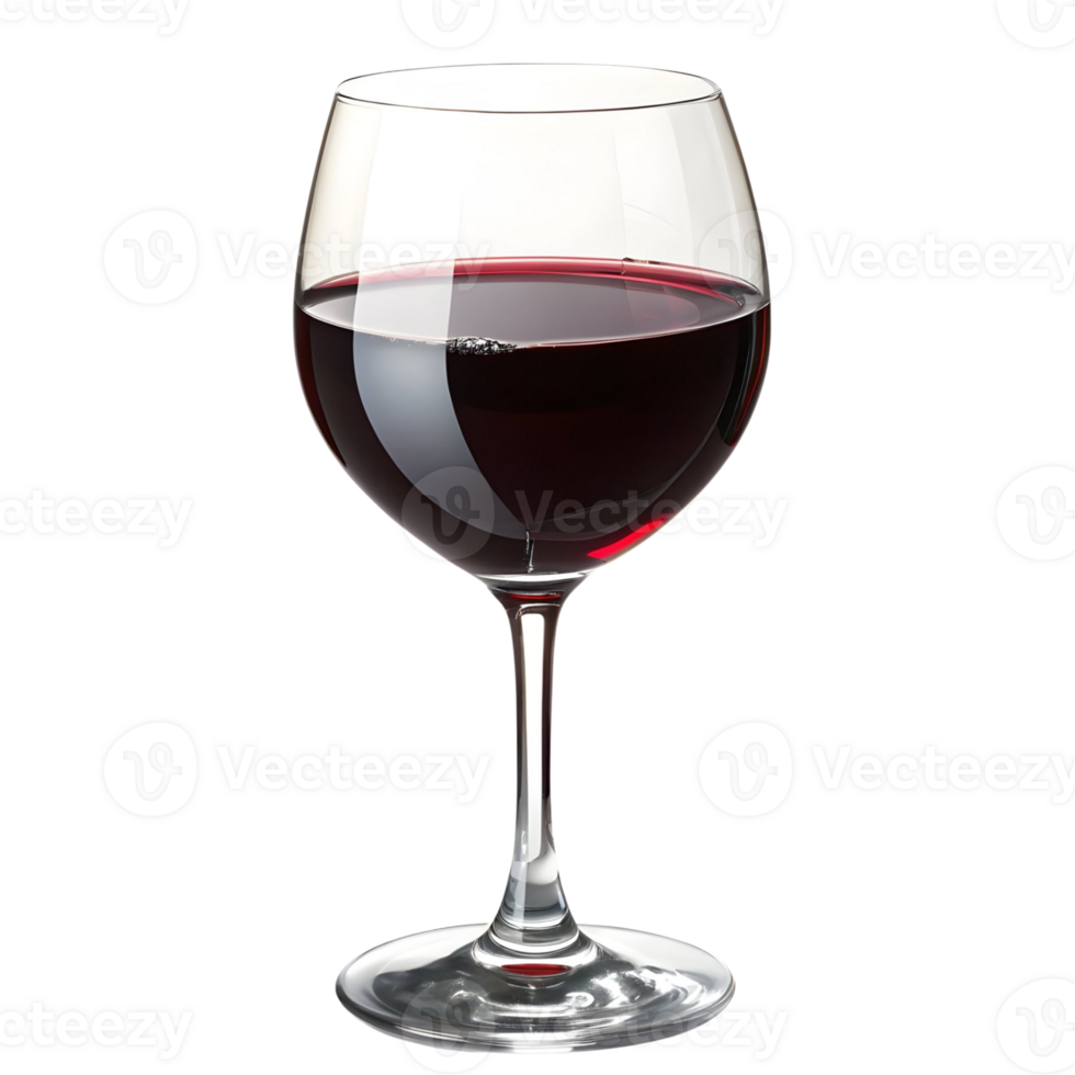 Elegant glass of red wine on display, showcasing rich color and clarity, perfect for wine enthusiasts exploring fine beverages png
