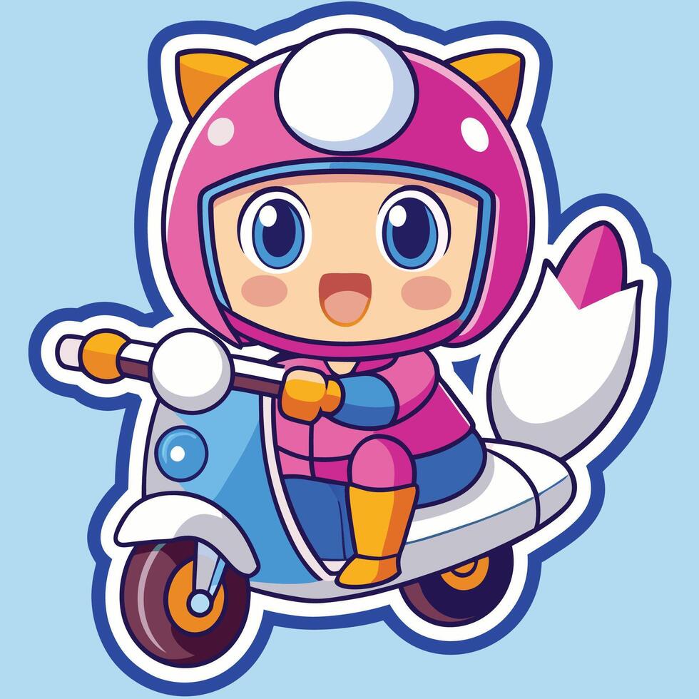 a cartoon character riding a scooter vector