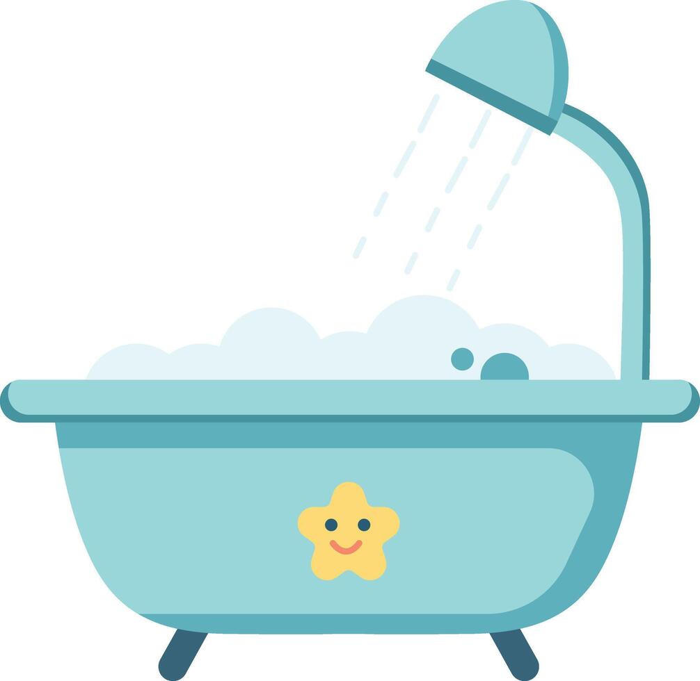 Bathtub with Shower and Bubbles vector