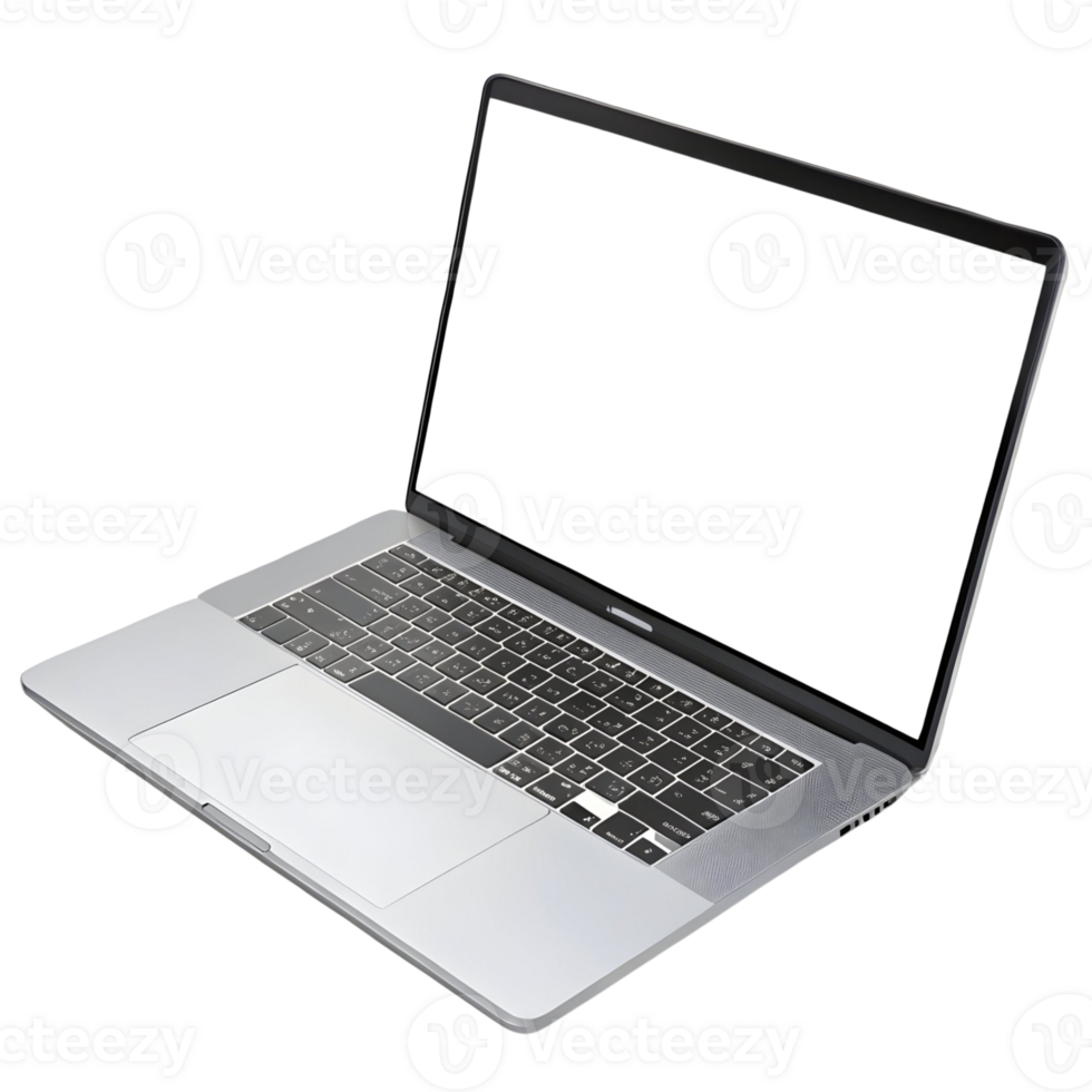 Laptop positioned on a surface with a blank screen, ready for work or creativity in a versatile workspace environment png