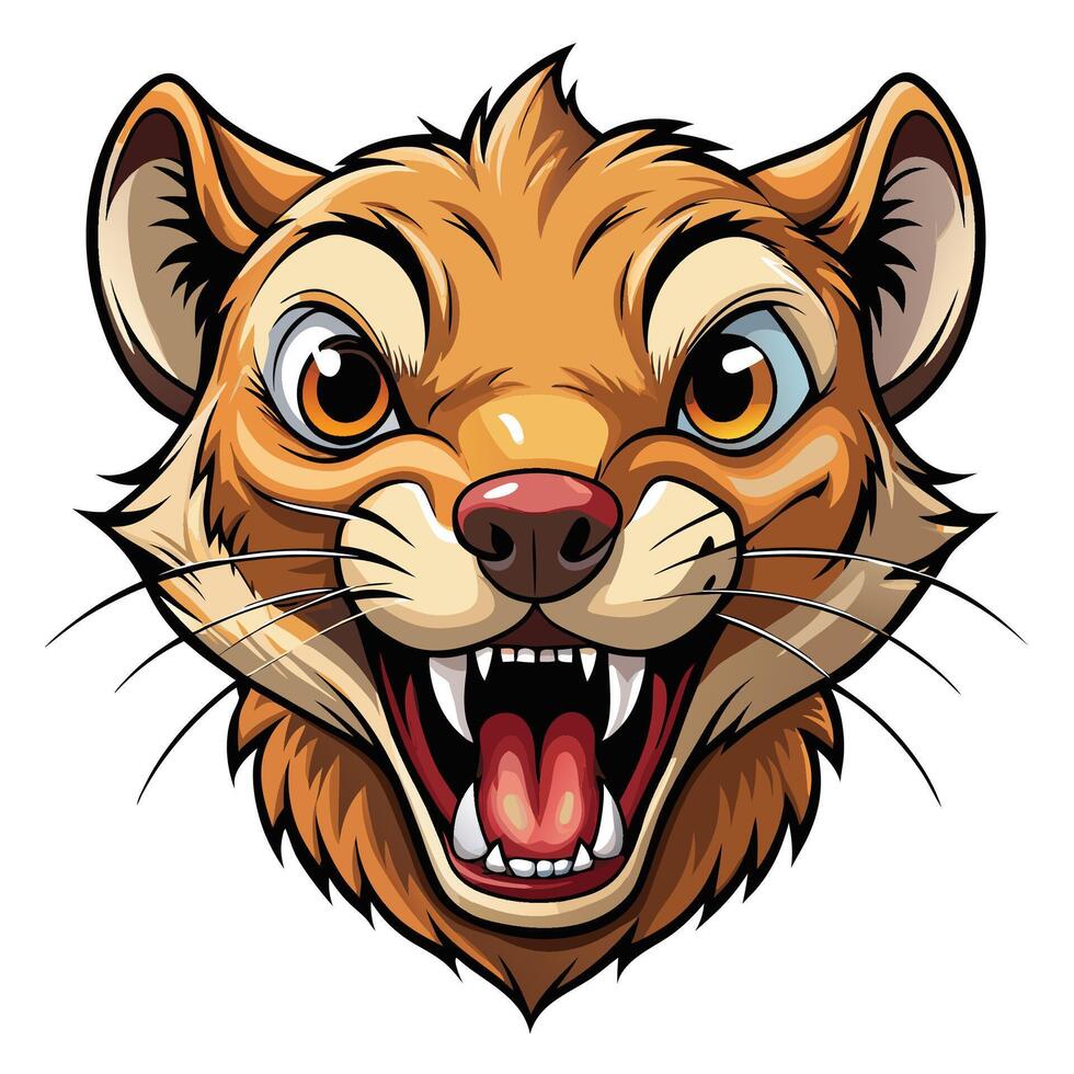 a cartoon lion head with its mouth open white background vector