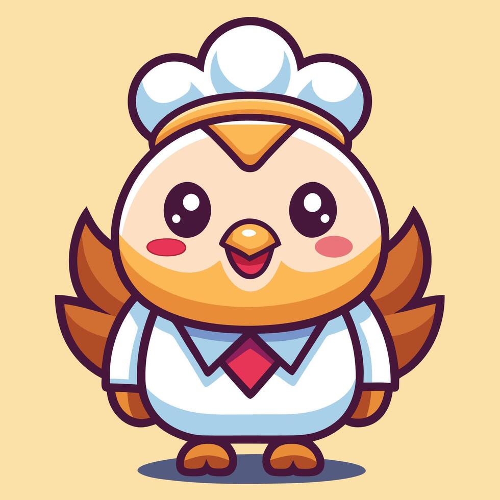 cartoon chicken chef character illustration vector