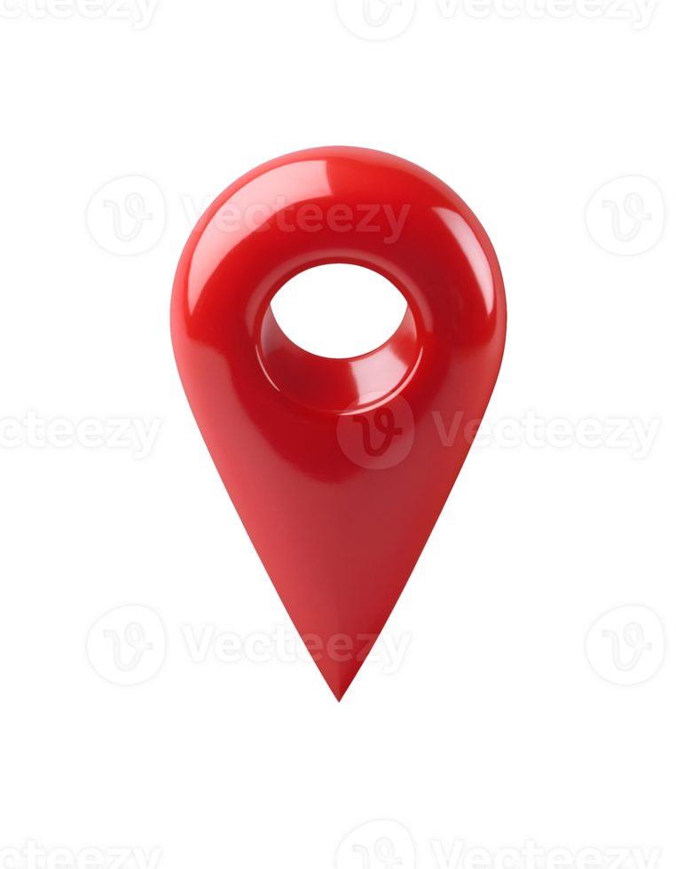 isometric 3d red location pin on isolated background, glossy map marker for navigation and gps, digital geolocation icon, modern travel and direction symbol, wayfinding sign, destination tag png