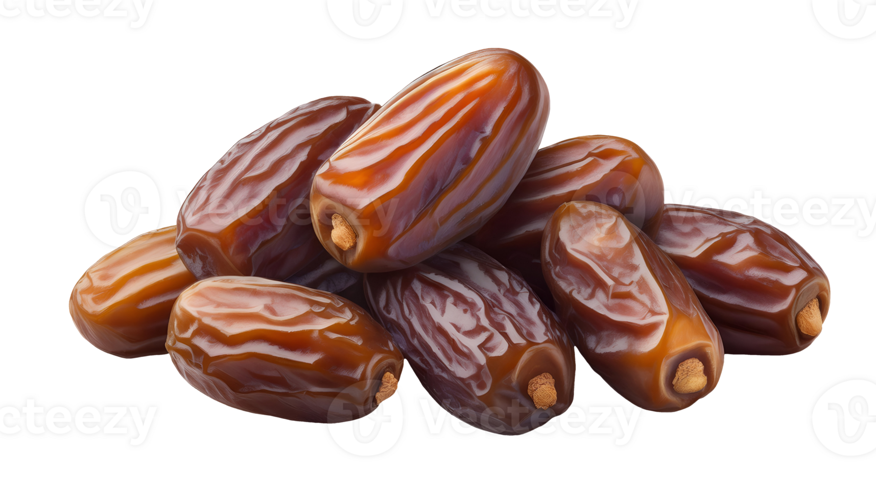pile of glossy medjool dates on isolated background, premium dried dates with wrinkled texture, organic sweet fruit rich in fiber and natural sugars, healthy dried fruit snack png