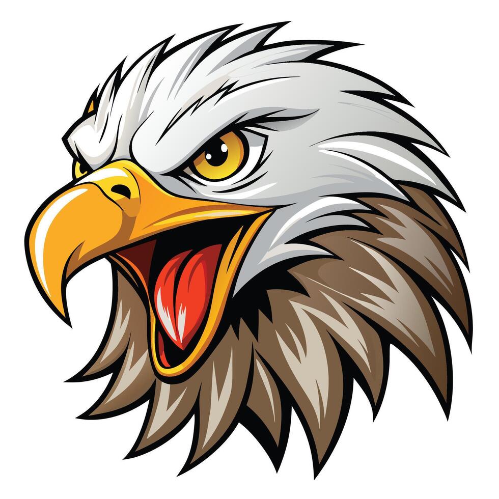 an eagle head with open mouth and open vector