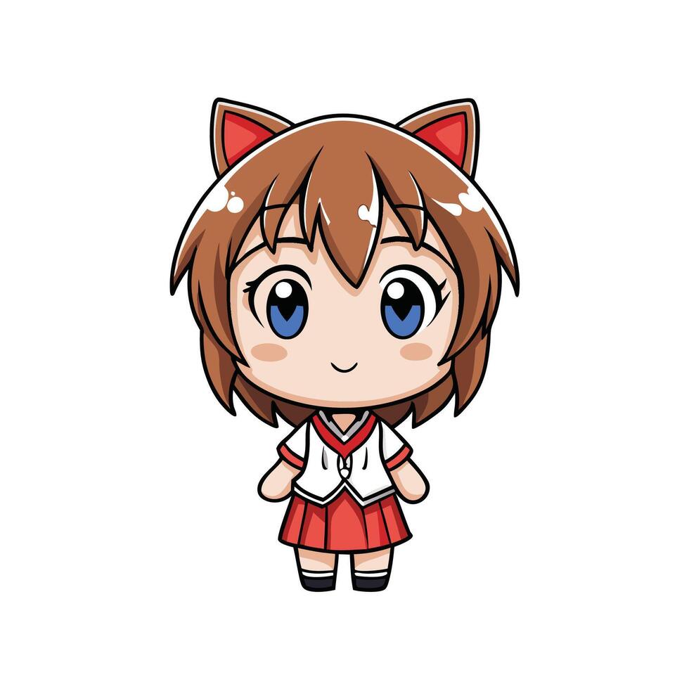a cartoon character with blue eyes and a red dress vector
