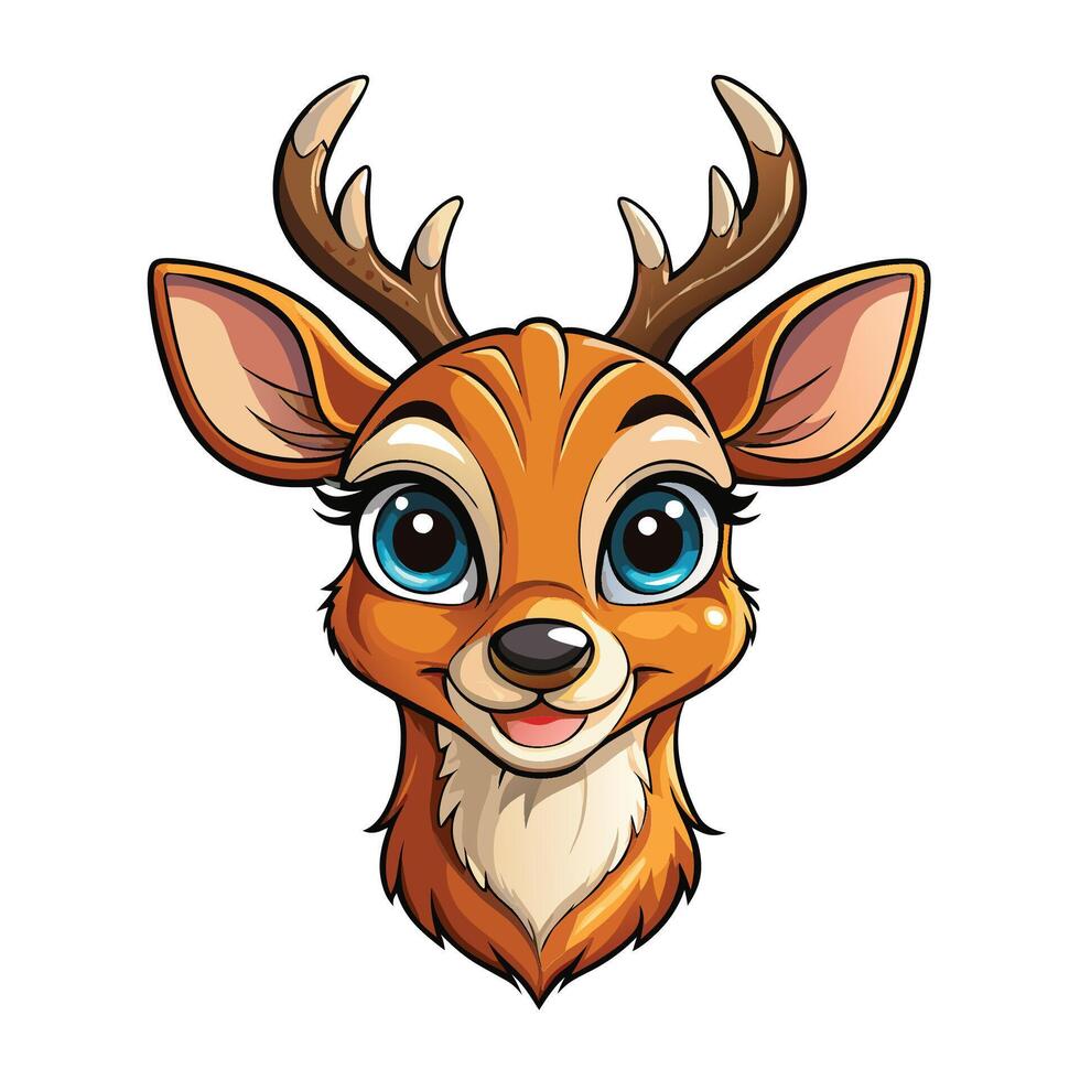 deer head with big eyes white background vector