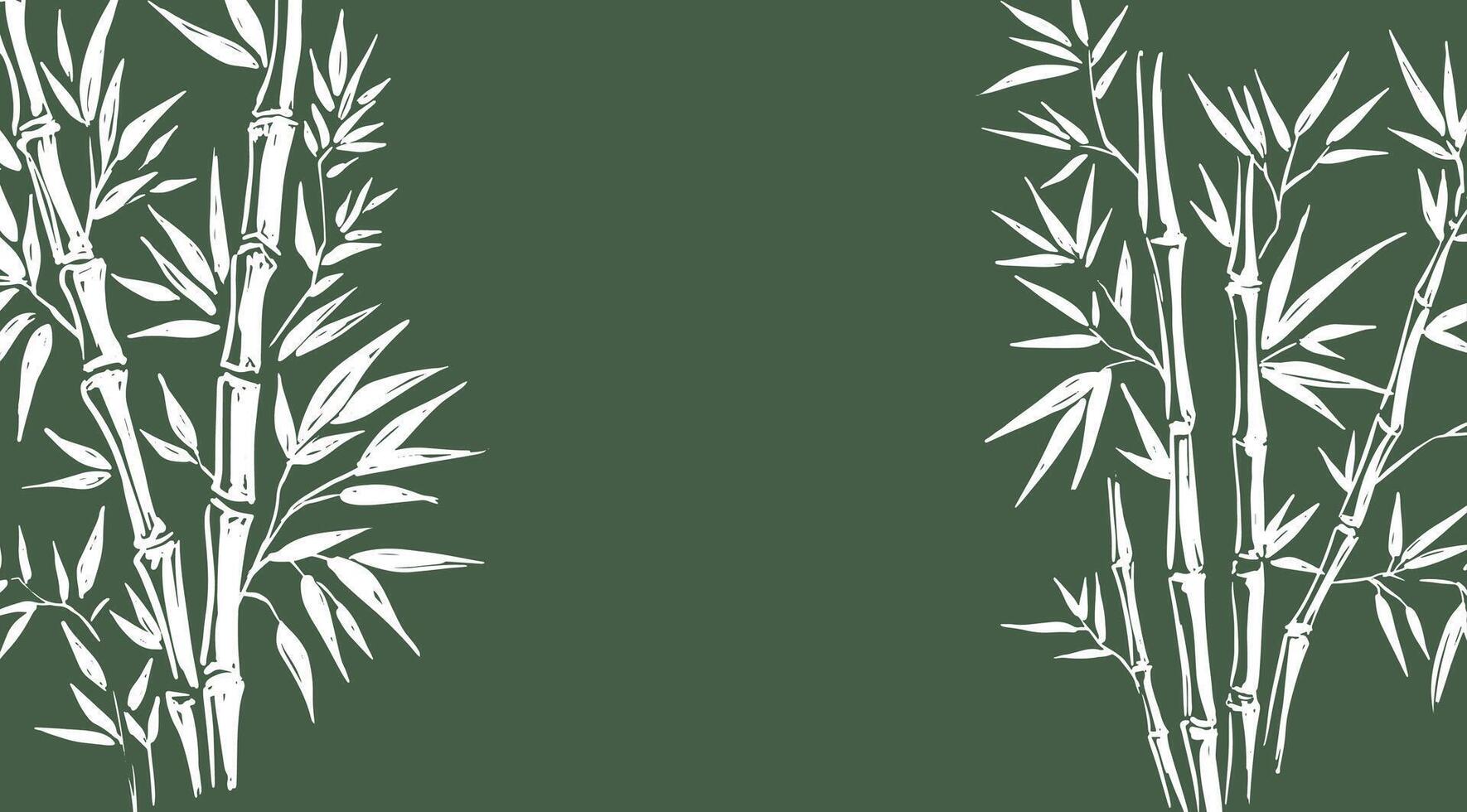 Frame with Bamboo tree, Hand drawn style. vector