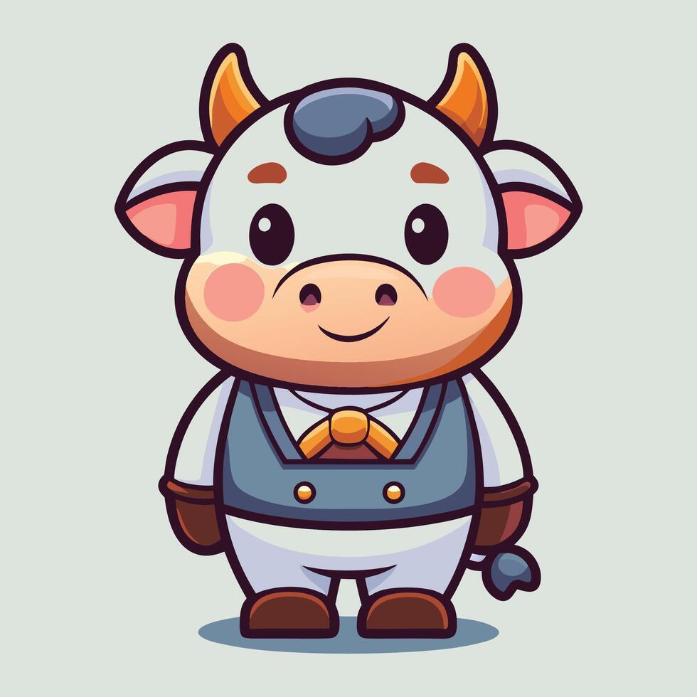 cartoon cow in a suit and tie white background vector
