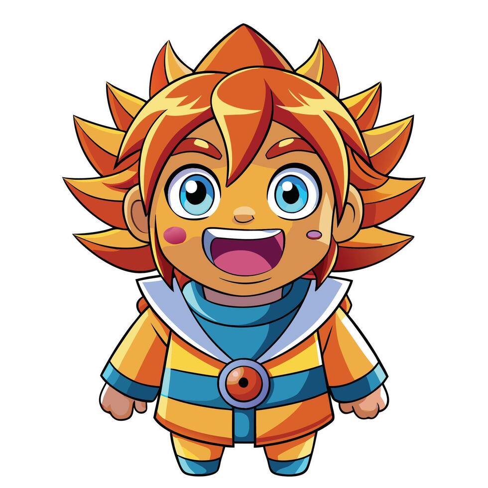a cartoon character with orange hair blue eyes vector