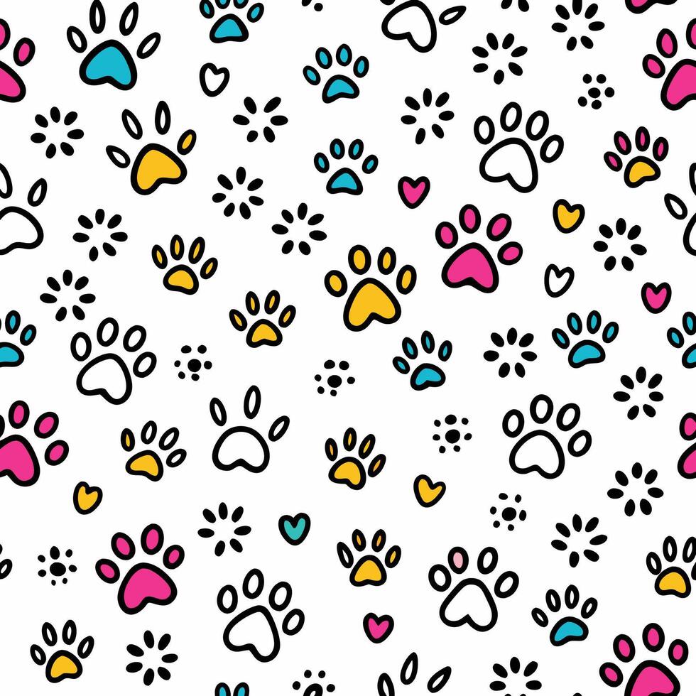 seamless pattern with prints and hearts vector