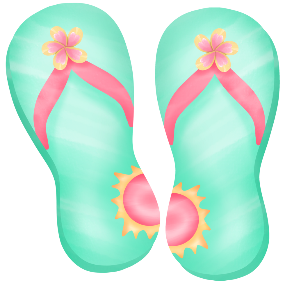 slipper decorated with flower and sun png