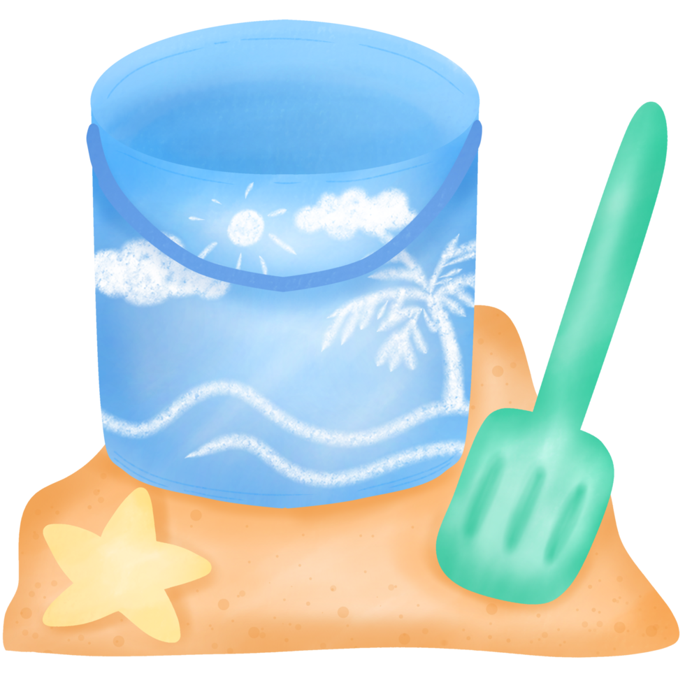 Bucket and shovel for playing in the sand at the beach png