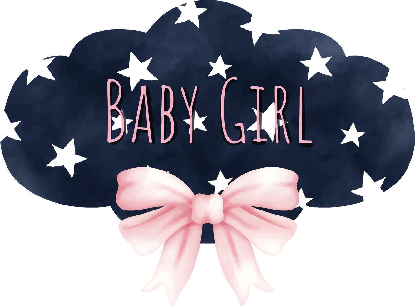 little star frame, star text box, baby girl text box. vector