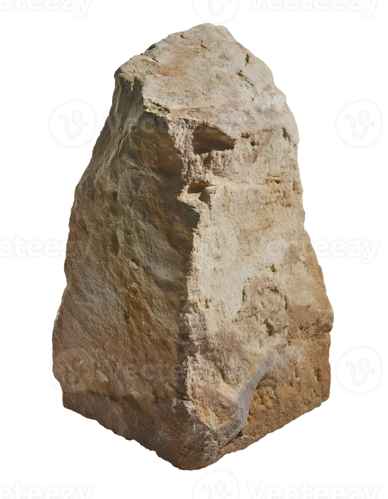 realistic of a 3d render of an ancient weathered stone on isolated background png