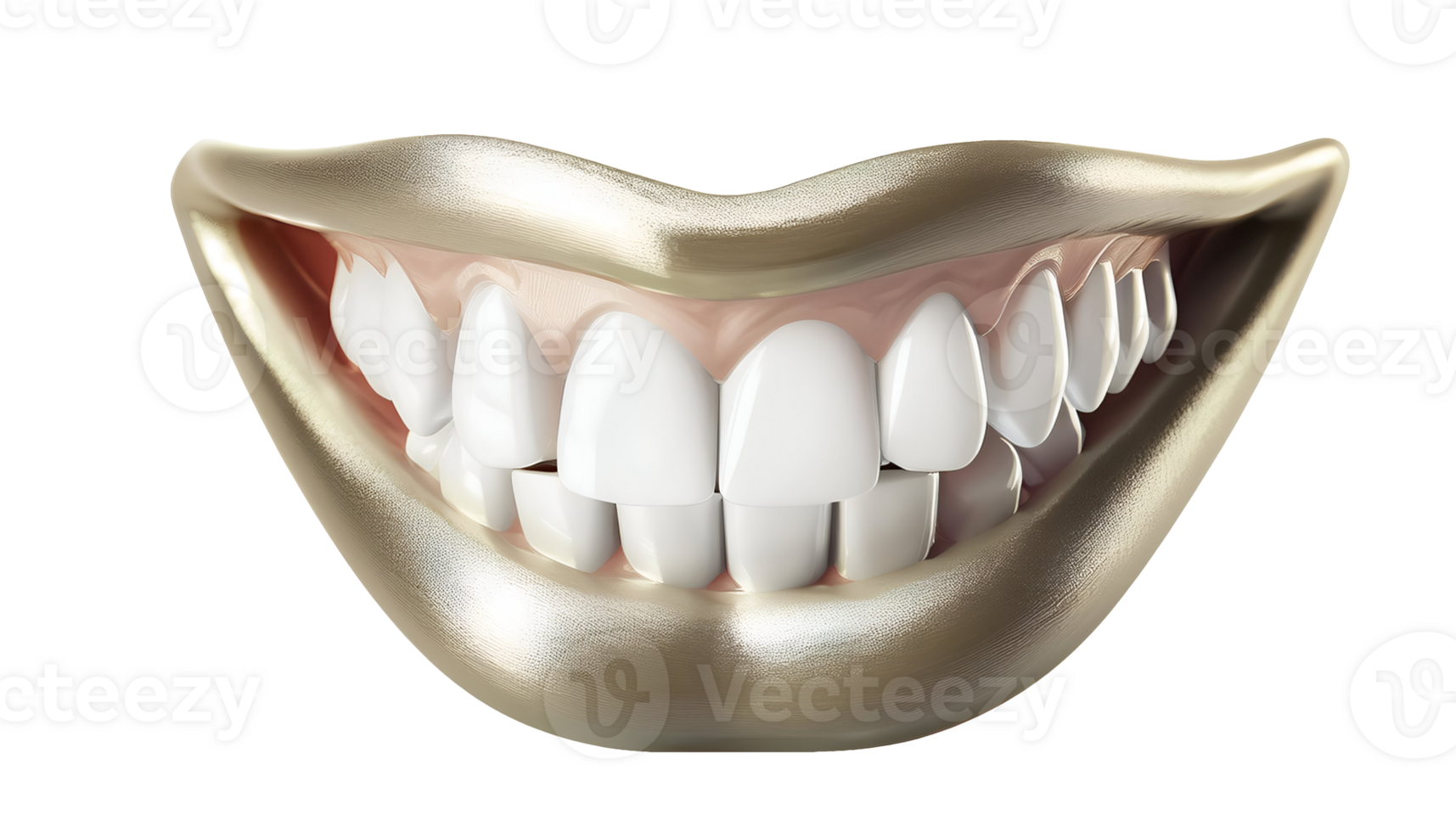 realistic 3d render of a shiny gold dental teeth jaw , on isolated background png