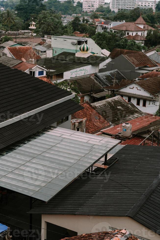 An aerial perspective capturing a densely populated urban landscape photo
